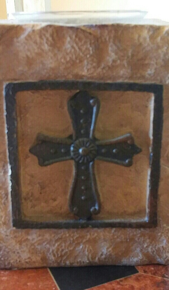 Cross rustic candle holder